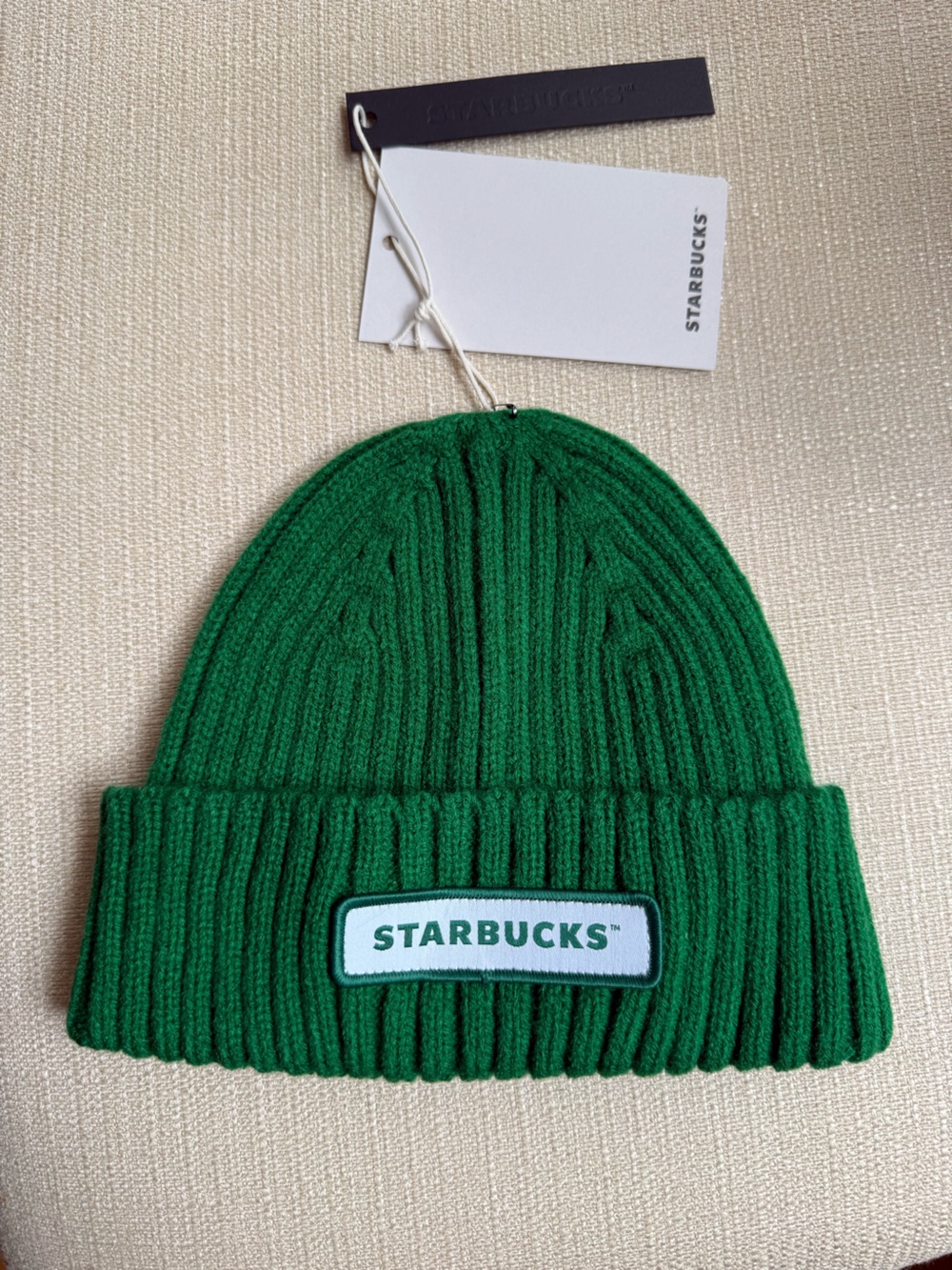Starbucks Limited Edition Emerald Green Knit Beanie with Logo Patch